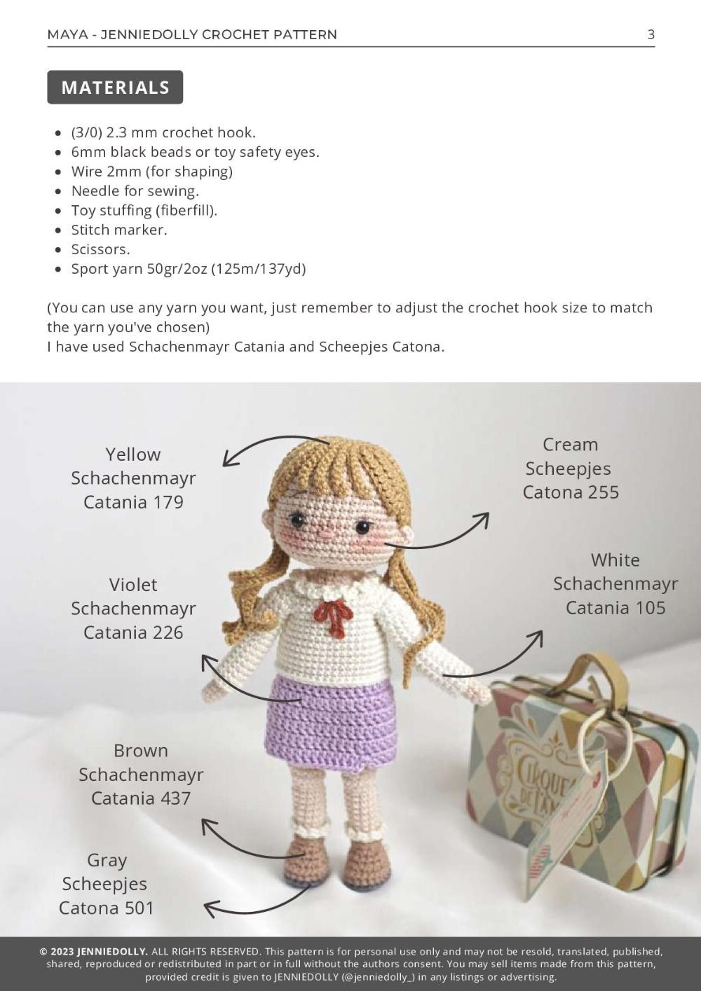 maya doll girl crochet pattern