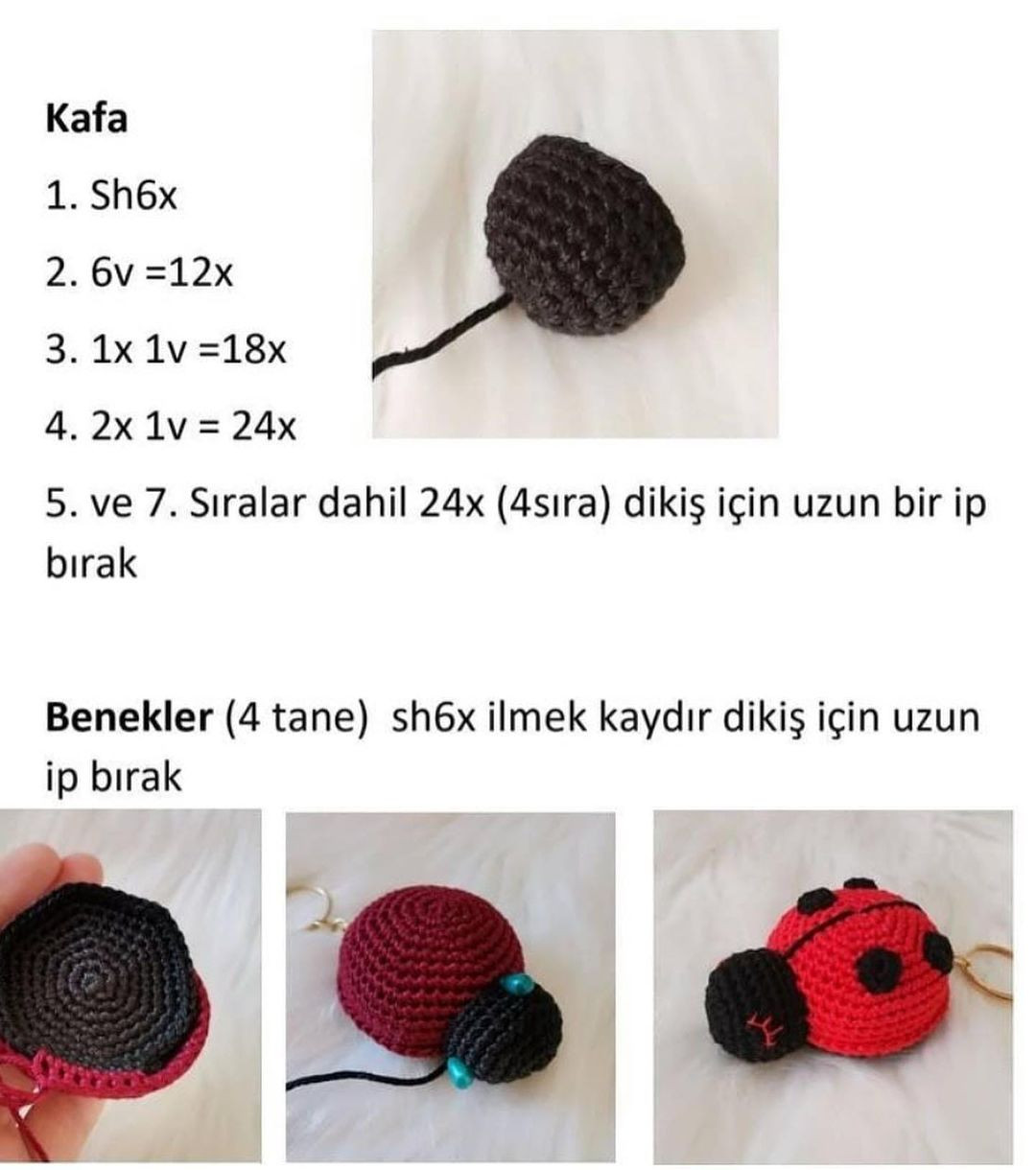 Mini minnak Uğur böceği anahtarlık yapmak istiyorsanız yazılı tarif için ekranı kaydırmanız yeterli 🐞