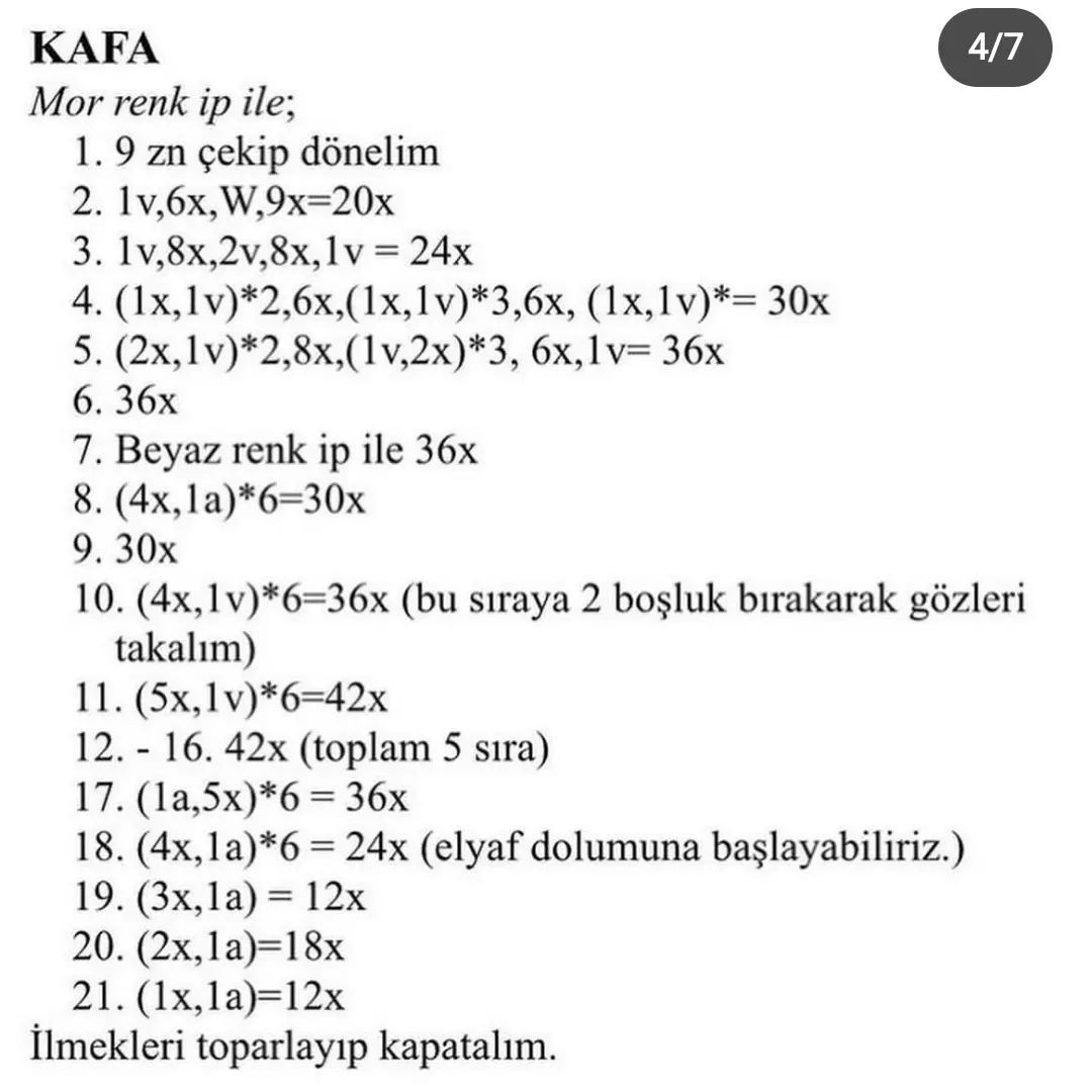 Mor burunlu inek tığ işi modeli.