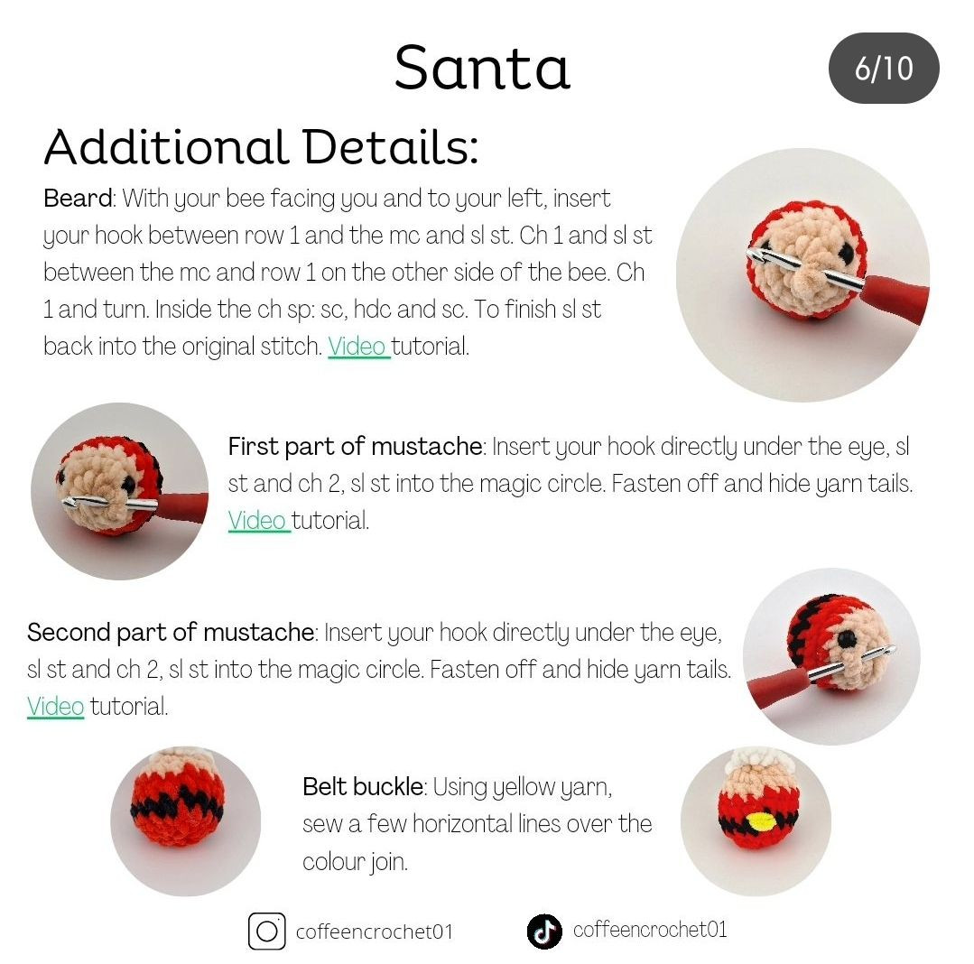 no sew santa bee crochet pattern