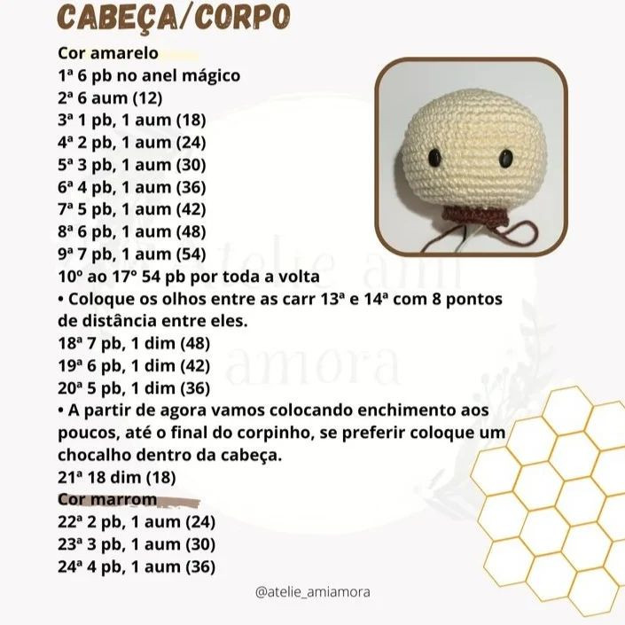 Padrão de crochê de abelha com asas brancas