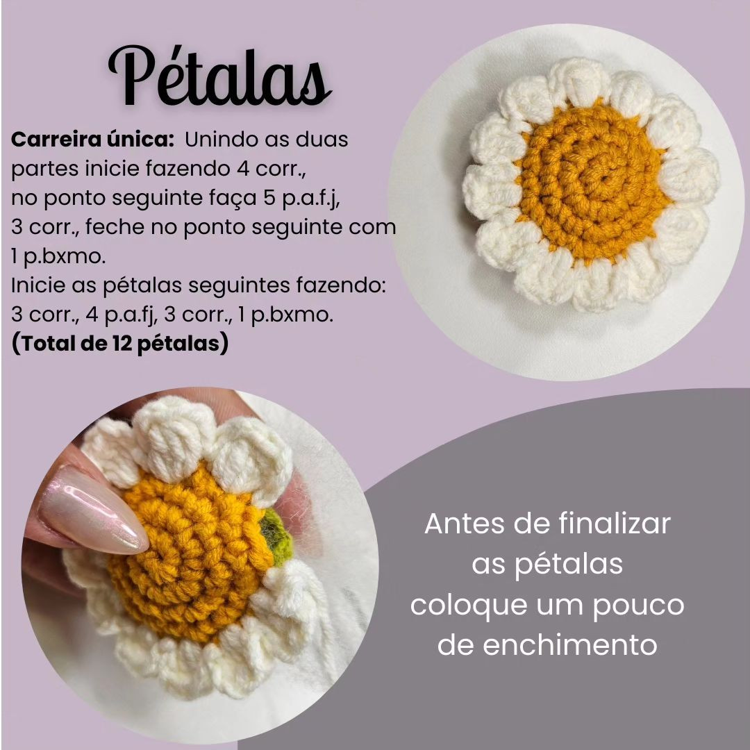 Padrão de crochê de chaveiro de flores