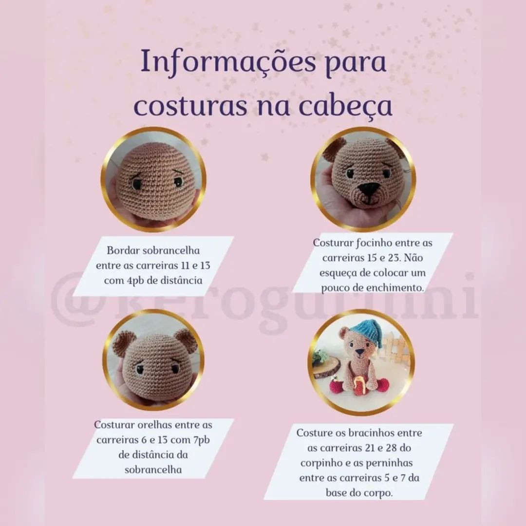 Padrão de crochê para um urso com chapéu.