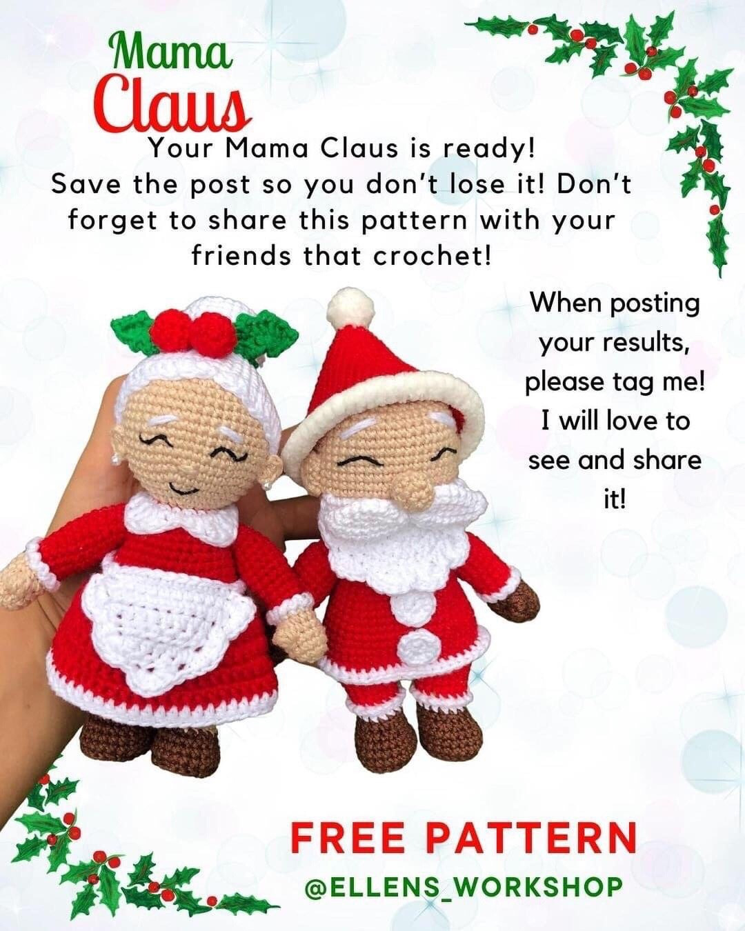 papa claus, mama claus free pattern