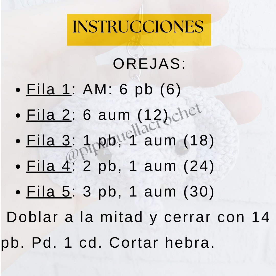 Patrón de crochet de llavero de cabeza de elefante