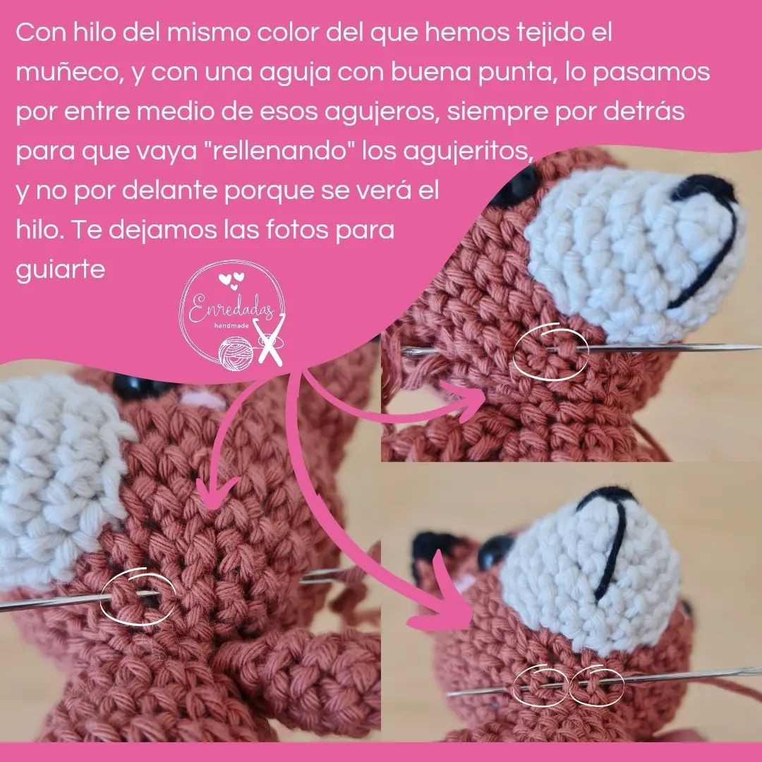 patrón de crochet de zorro con boca blanca