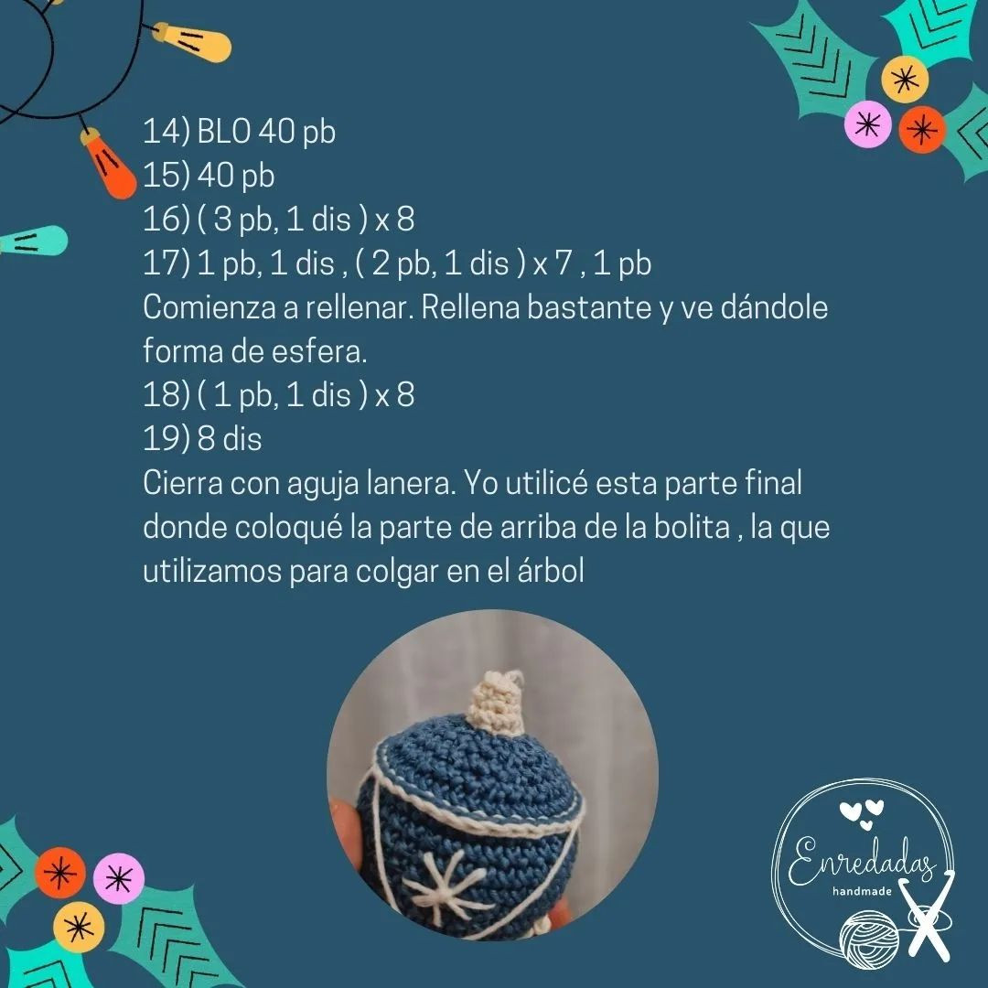 Patrón gratis esfera navideña 🎄🎅