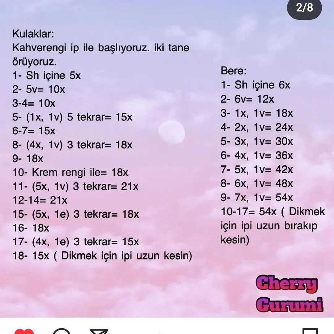 Pembe elbise ve kıyafet giyen bir tavşan için tığ işi modeli.