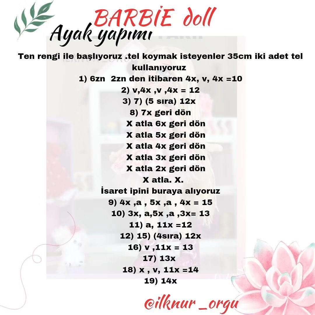 pembe elbiseli barbie bebek için tığ işi modeli