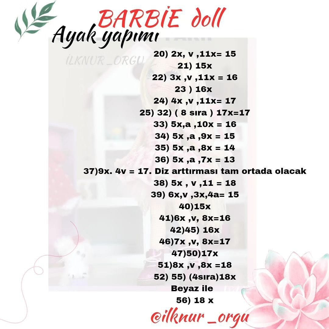 pembe elbiseli barbie bebek için tığ işi modeli