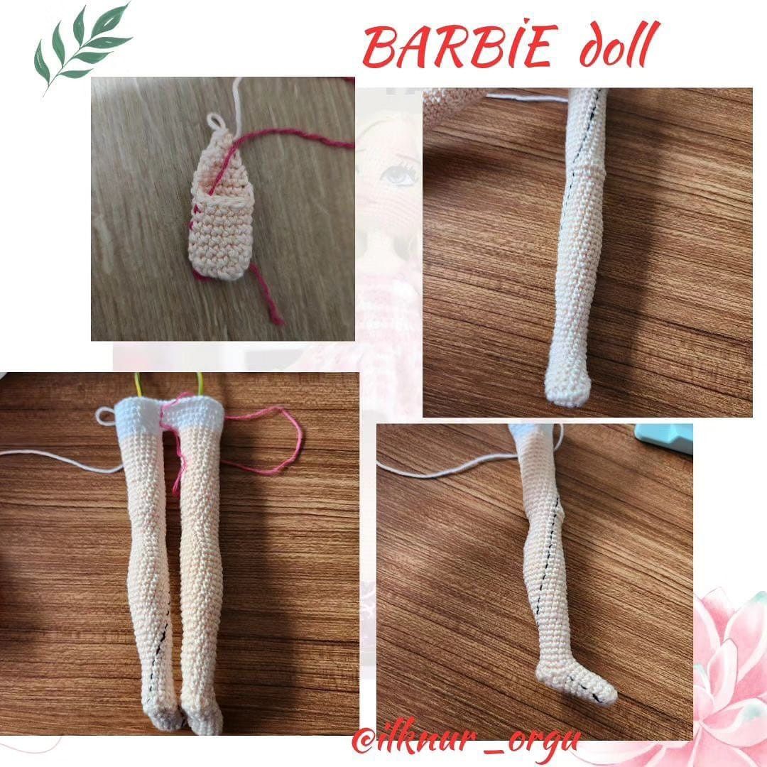 pembe elbiseli barbie bebek için tığ işi modeli