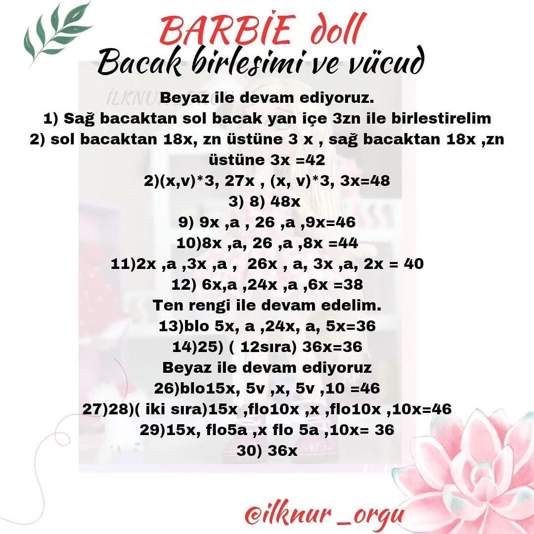 pembe elbiseli barbie bebek için tığ işi modeli