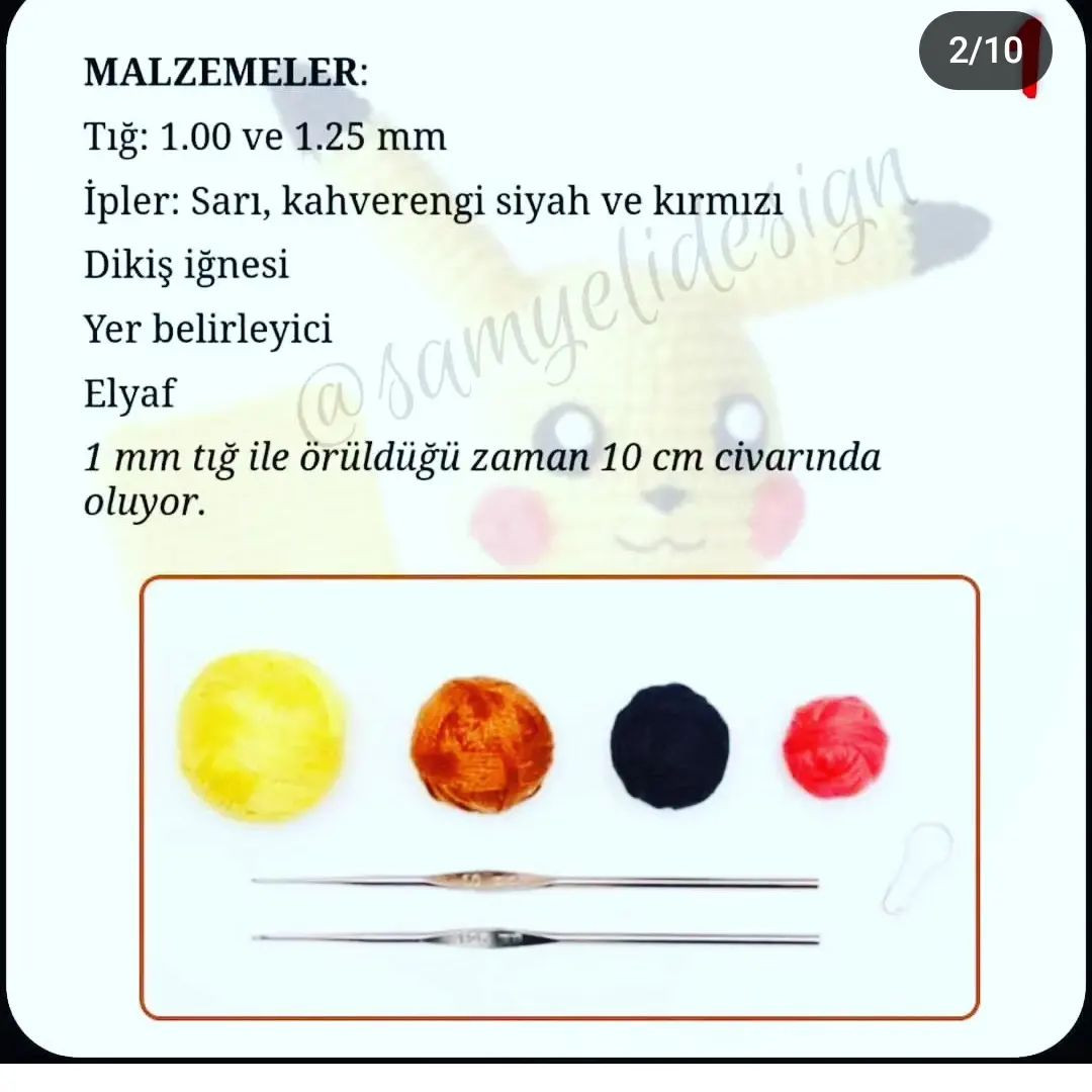 pikachu pokemon tığ işi modeli