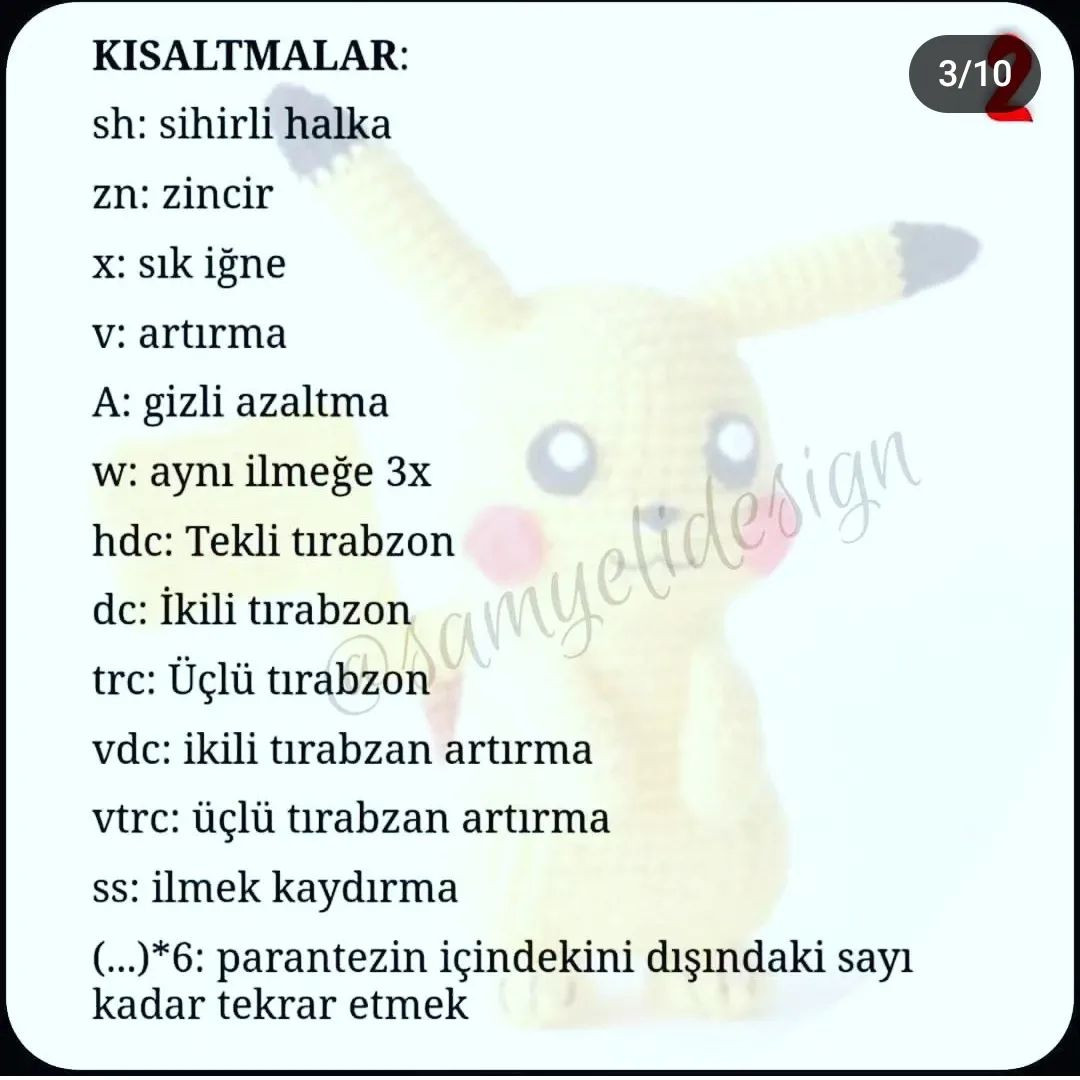 pikachu pokemon tığ işi modeli