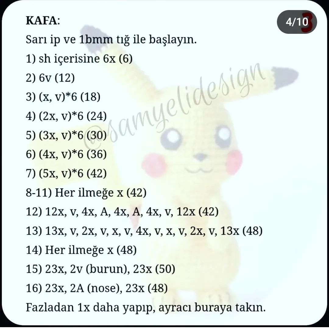 pikachu pokemon tığ işi modeli