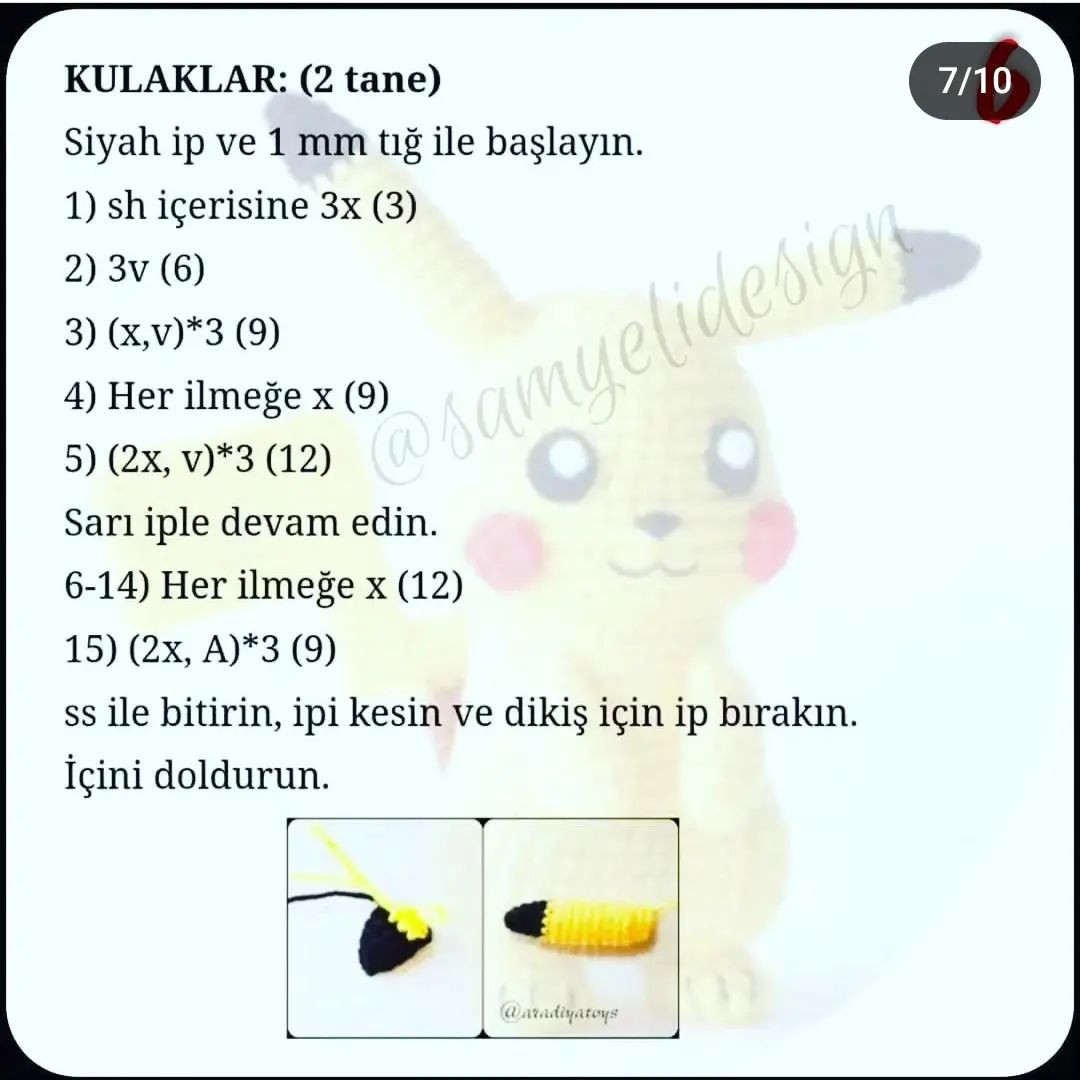 pikachu pokemon tığ işi modeli