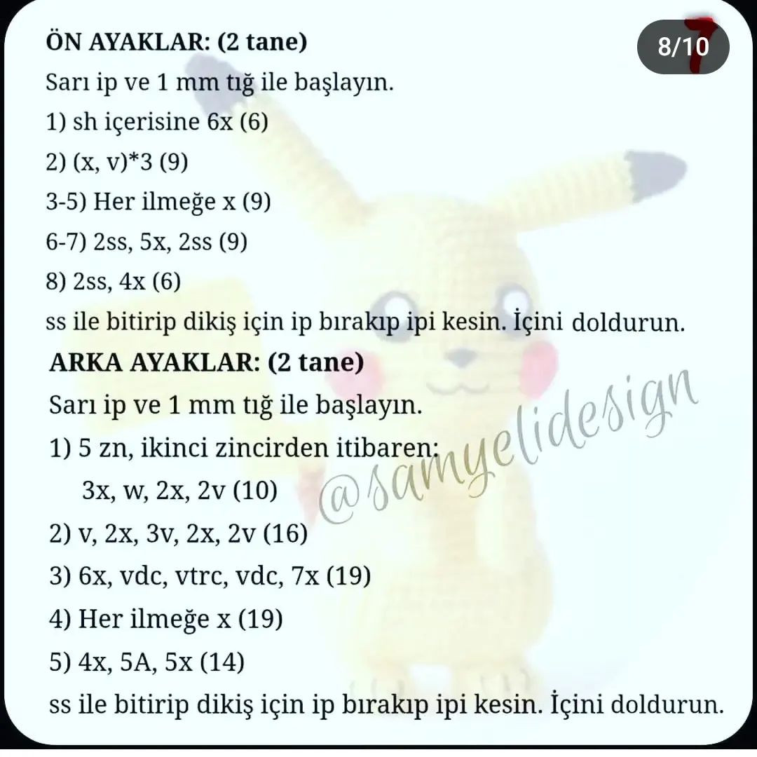 pikachu pokemon tığ işi modeli