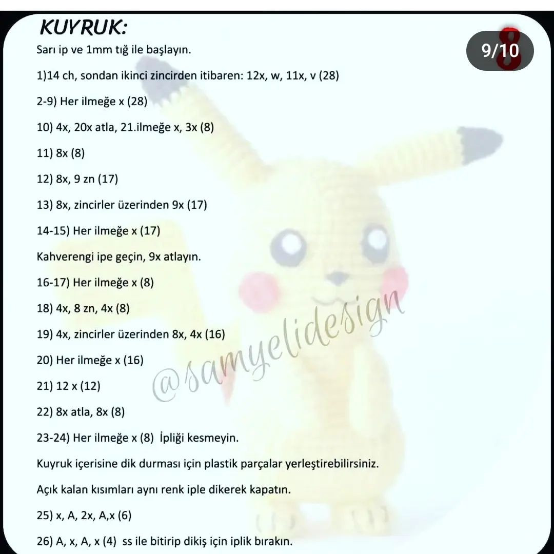 pikachu pokemon tığ işi modeli