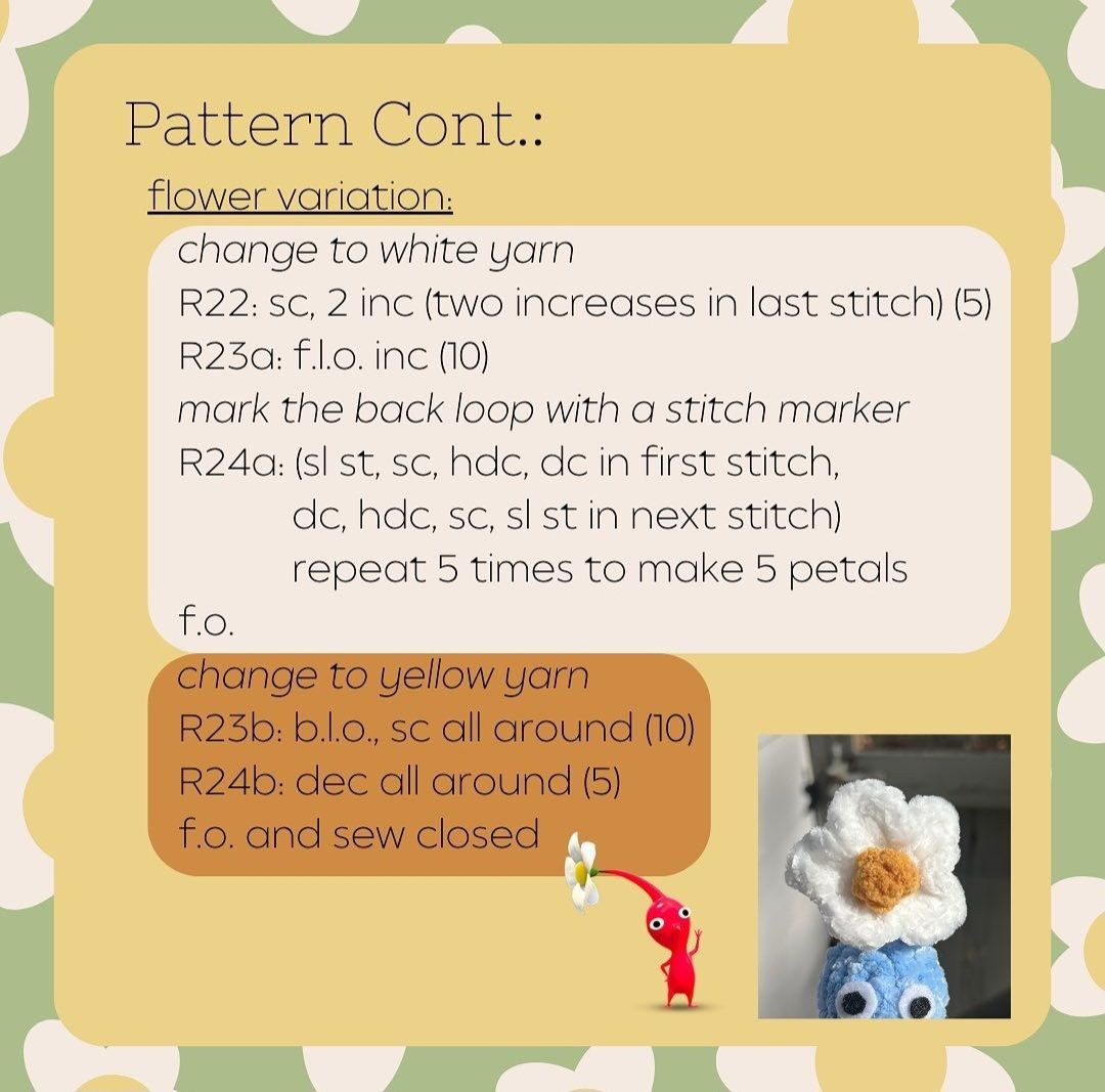 pikmin no sew crochet pattern