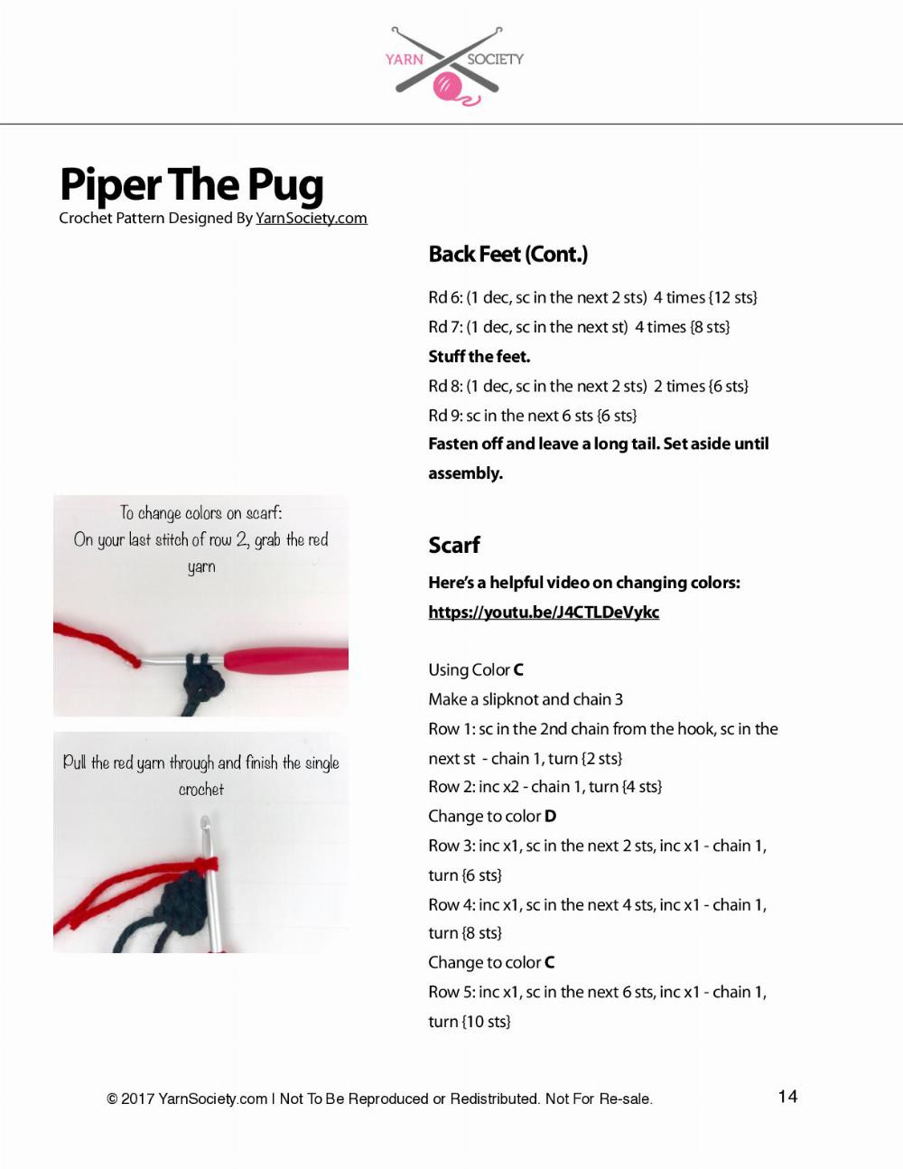 Piper The Pug Born crochet pattern