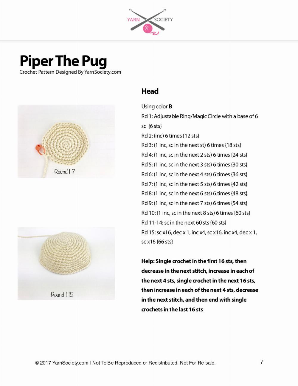 Piper The Pug Born crochet pattern