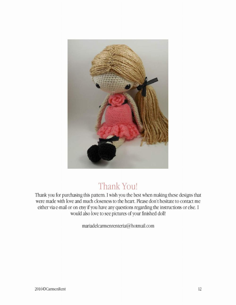 RACHEL doll crochet pattern