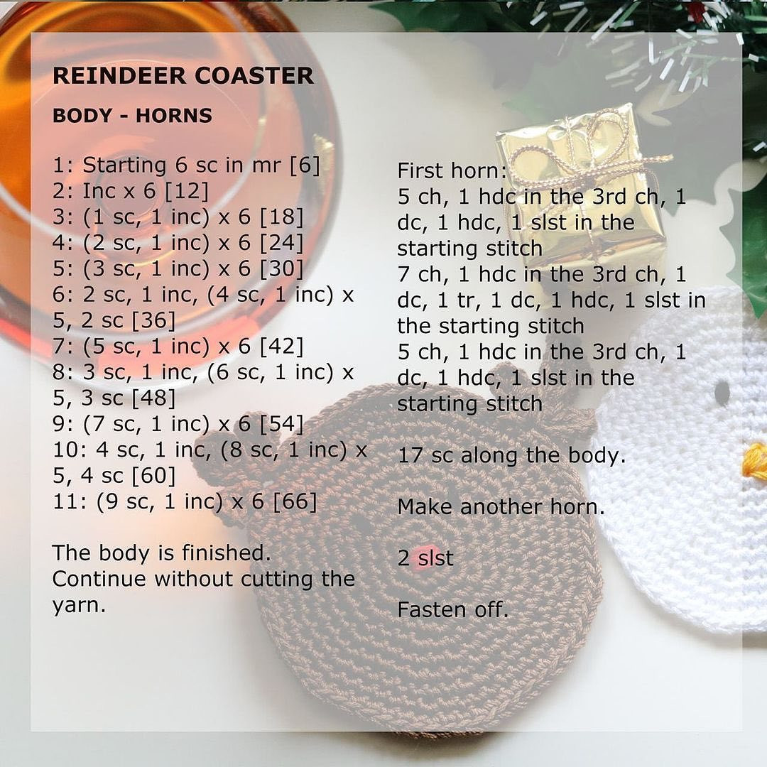 reindeer coaster crochet pattern