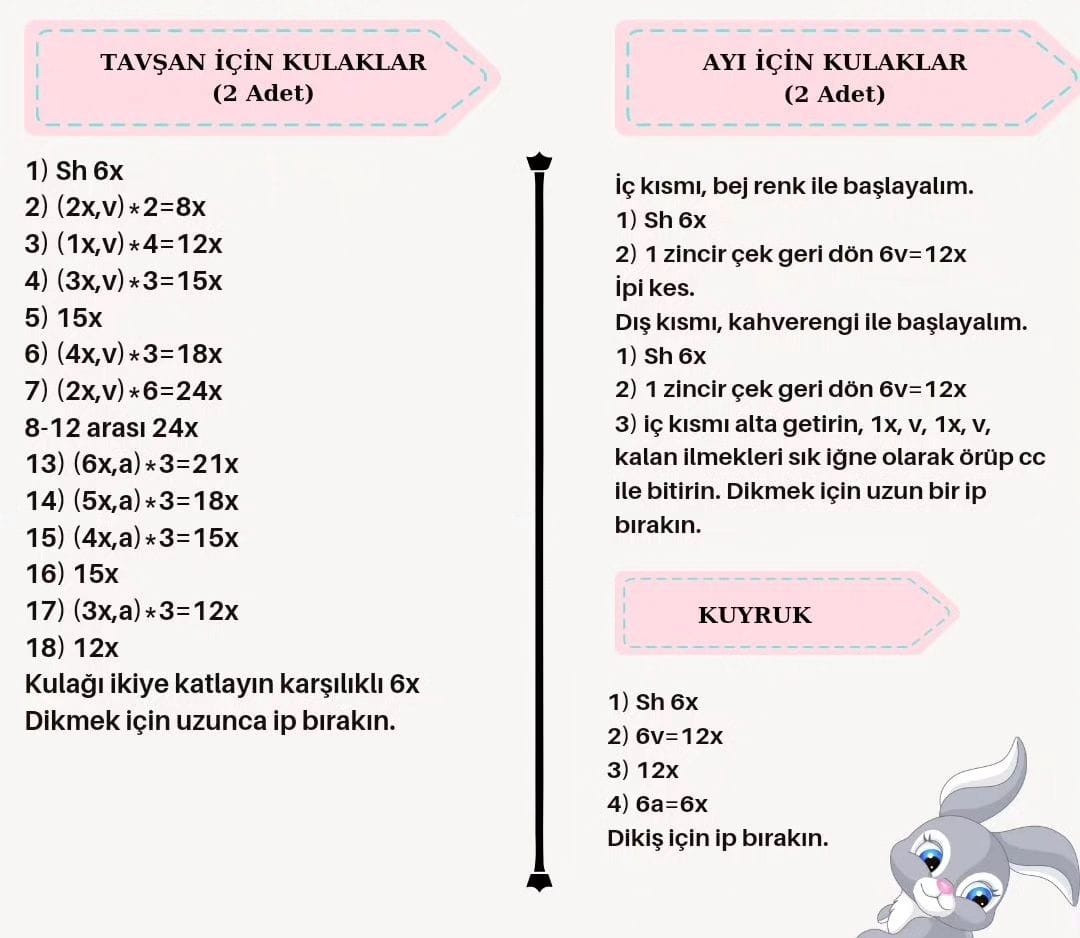 Şapka takan ayı ve tavşan tığ işi modeli