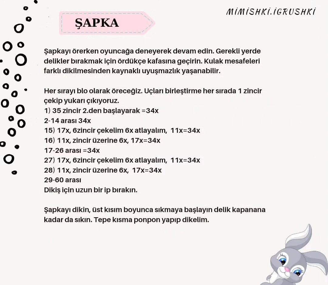 Şapka takan ayı ve tavşan tığ işi modeli