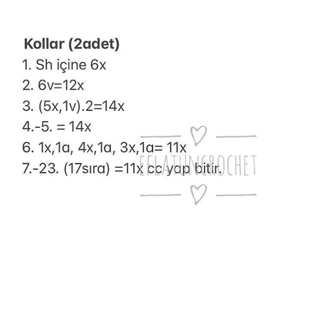 Şapka ve elbise giyen kahverengi saçlı bir bebek için tığ işi modeli.