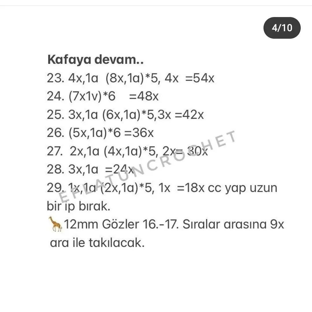 Sarı zürafa tığ işi modeli, kahverengi noktalı