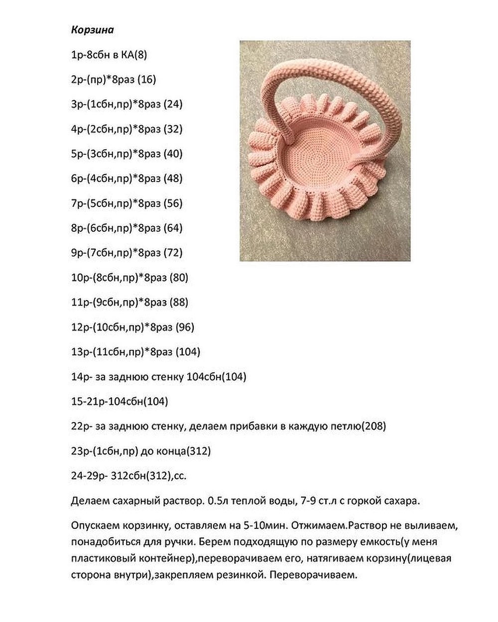 Схема вязания корзинки для яиц крючком