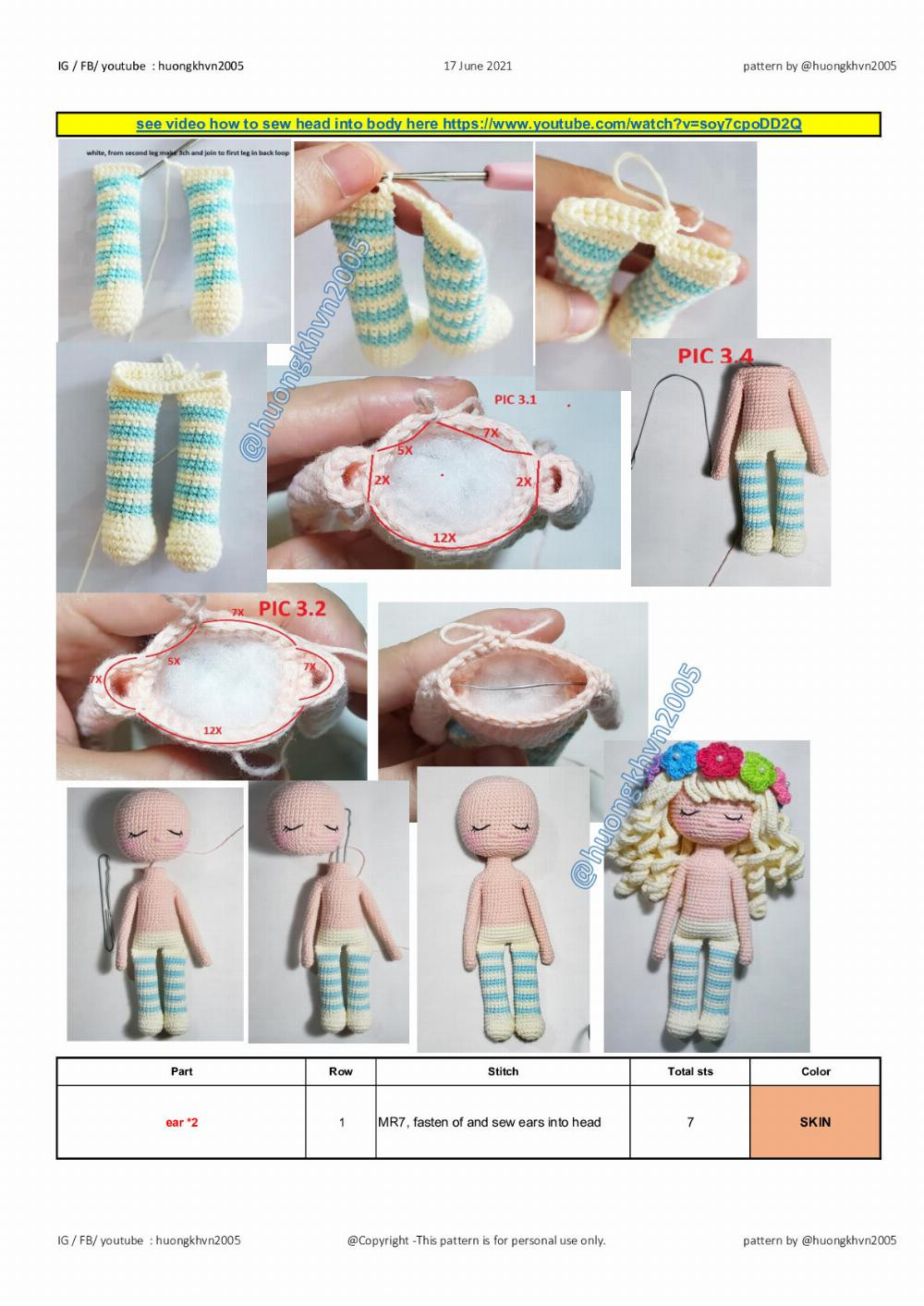 sleeping angel hana crochet pattern girl doll