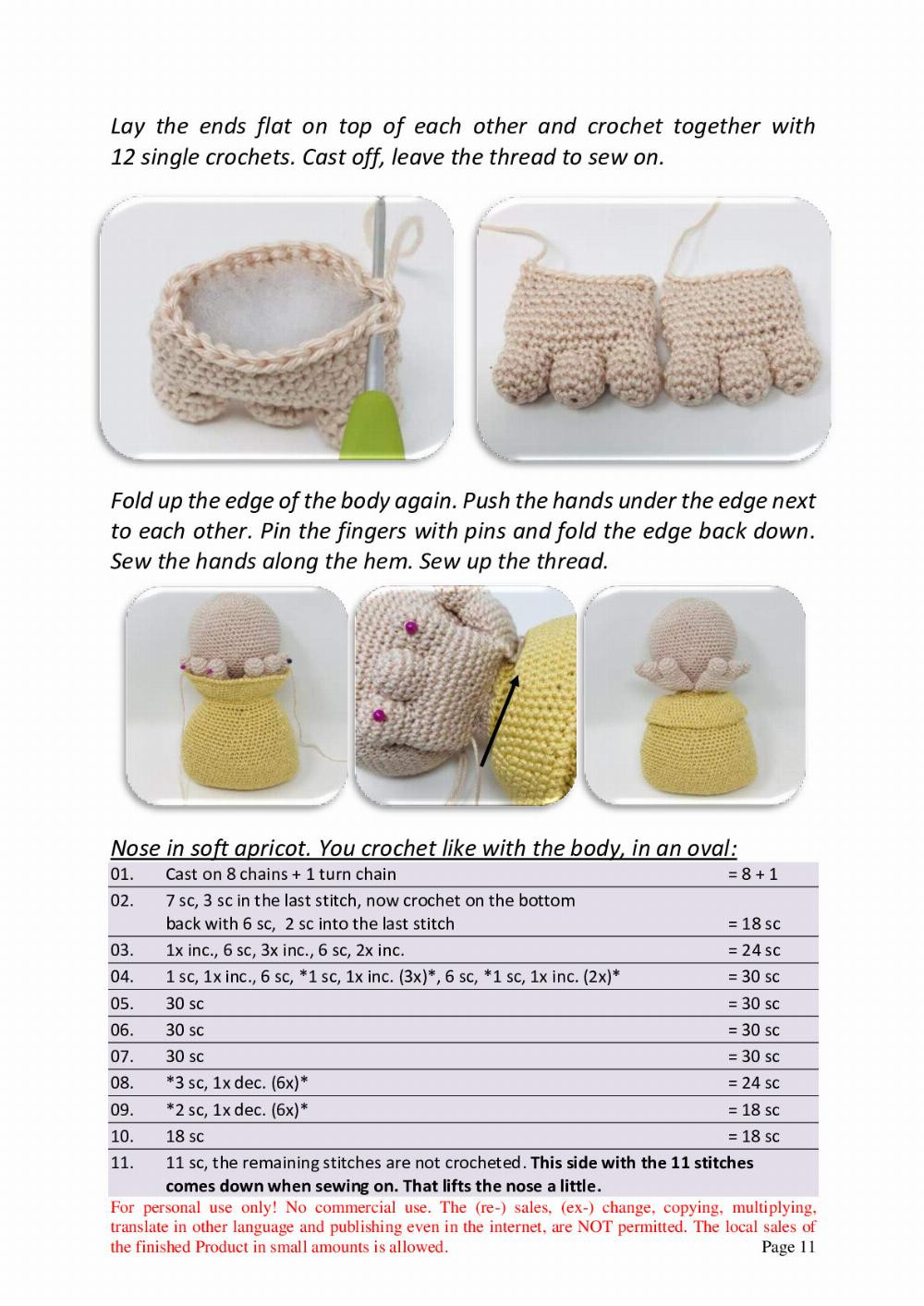 Sleepy in the bag crochet pattern