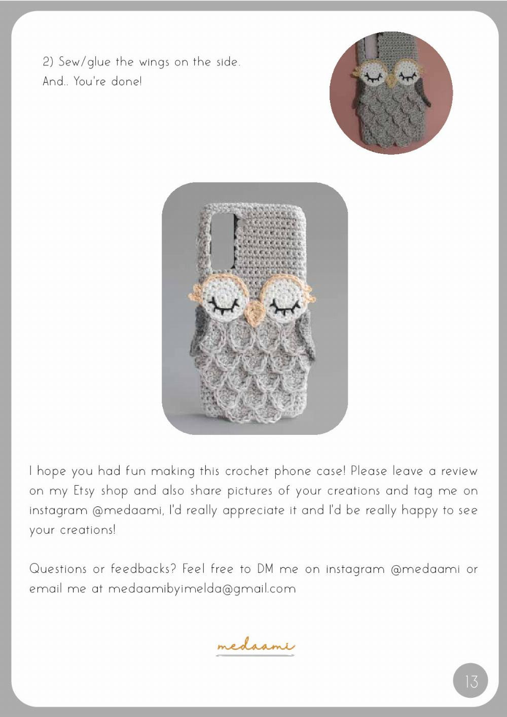 Sleepy owl phone case crochet pattern