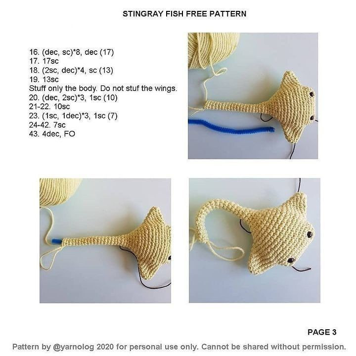 stringray fish free pattern