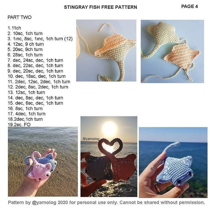 stringray fish free pattern