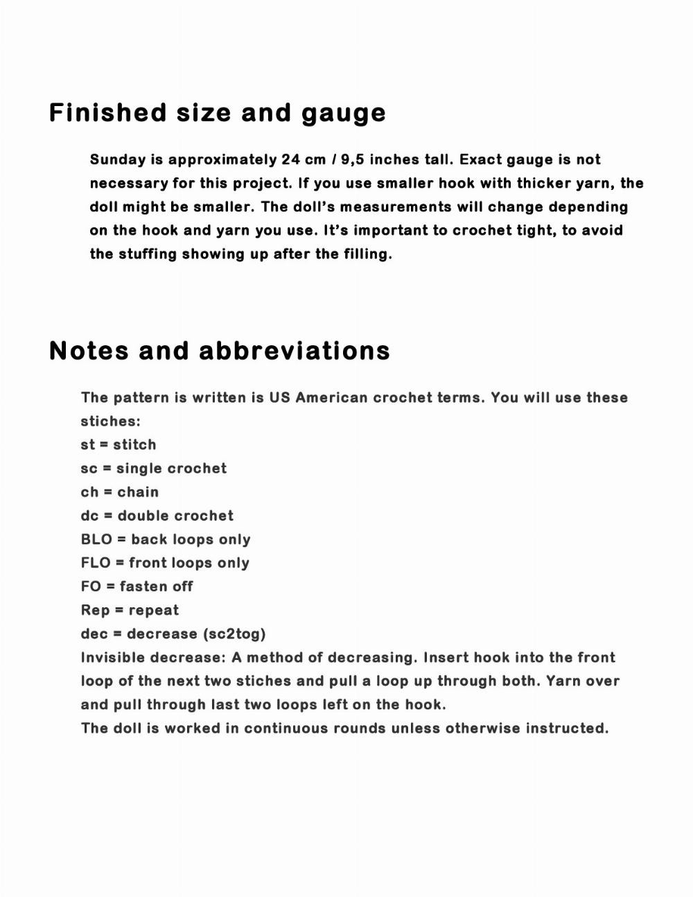 sunday crochet doll pattern