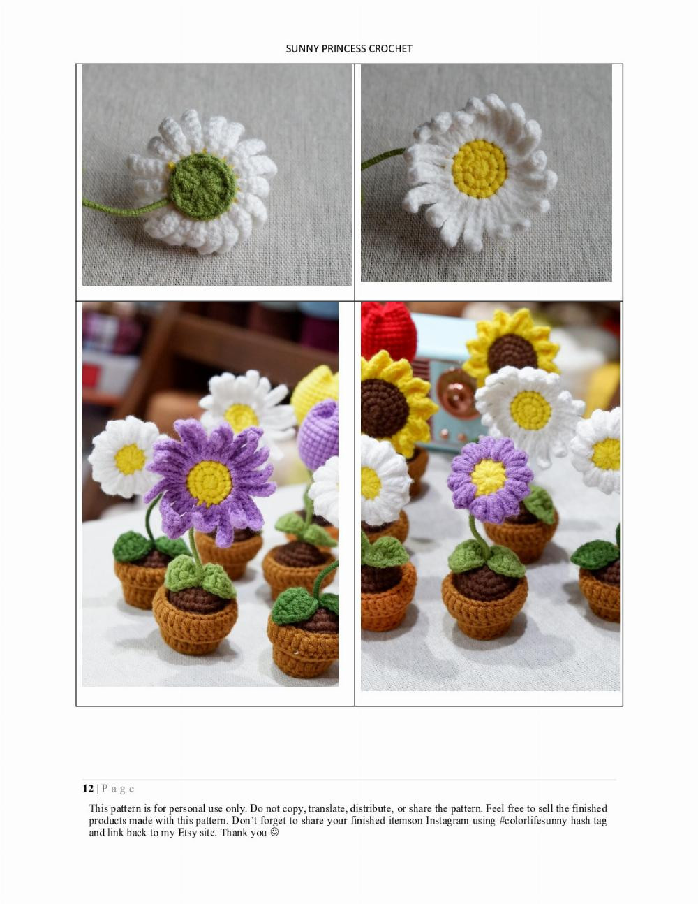 SUNNY PRINCESS CROCHET MINI FLOWERS POT