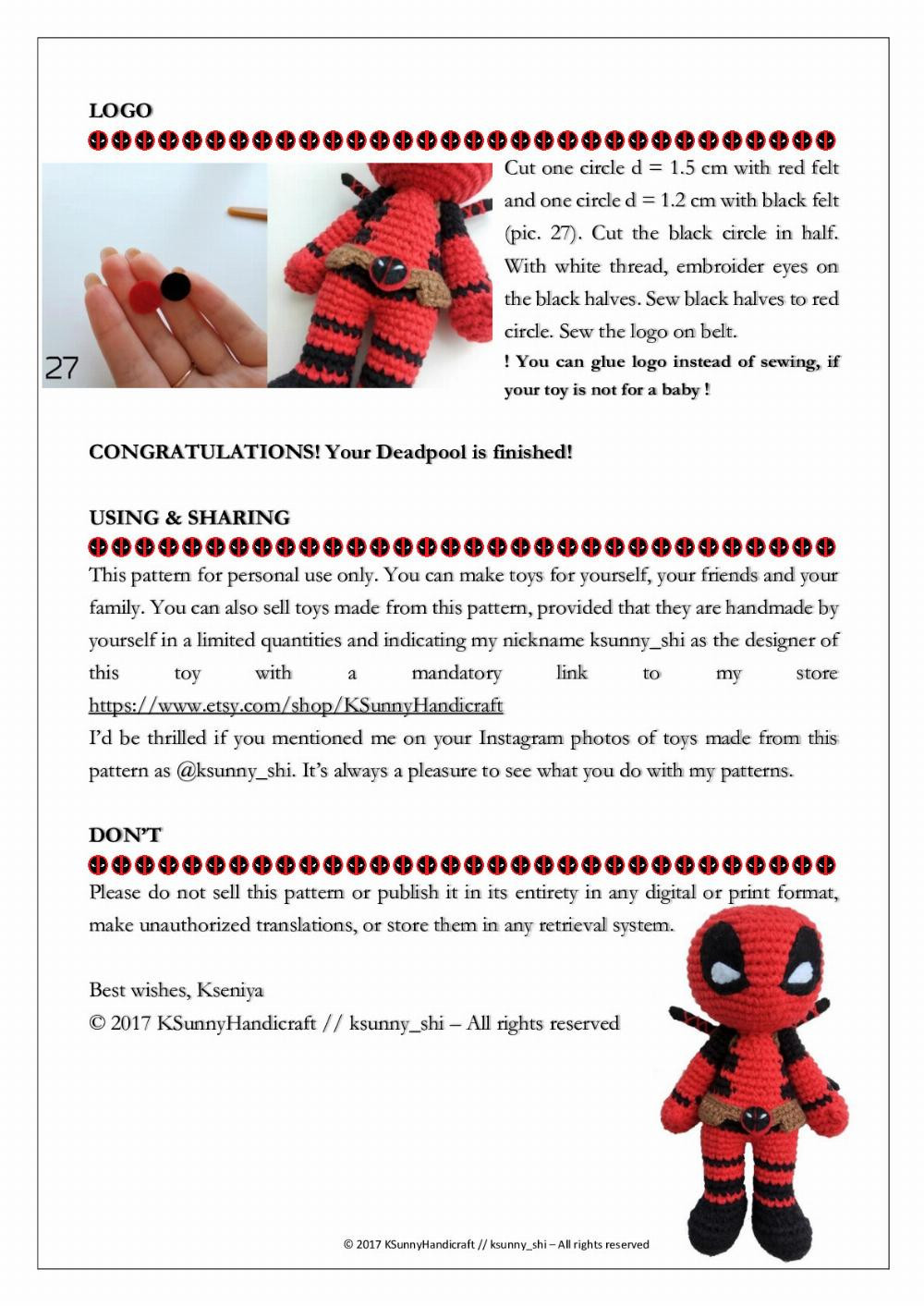 superheroes amigurumi deadpoll crochet pattern