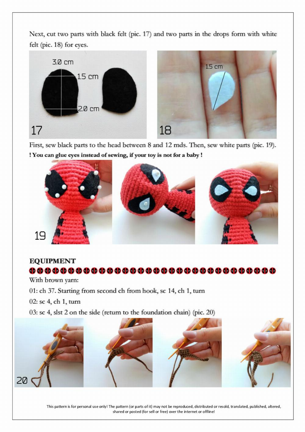 superheroes amigurumi deadpoll crochet pattern