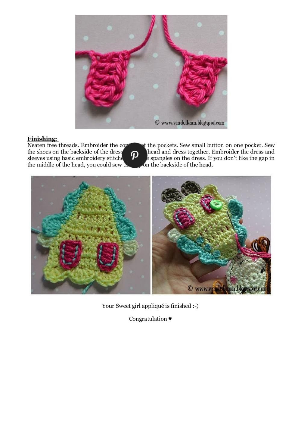 Sweet girl applique crochet pattern