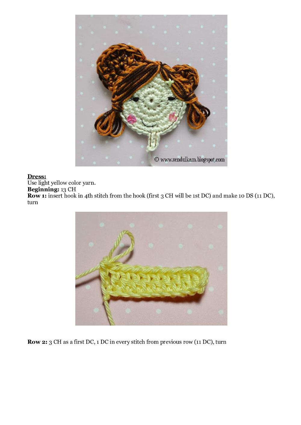 Sweet girl applique crochet pattern