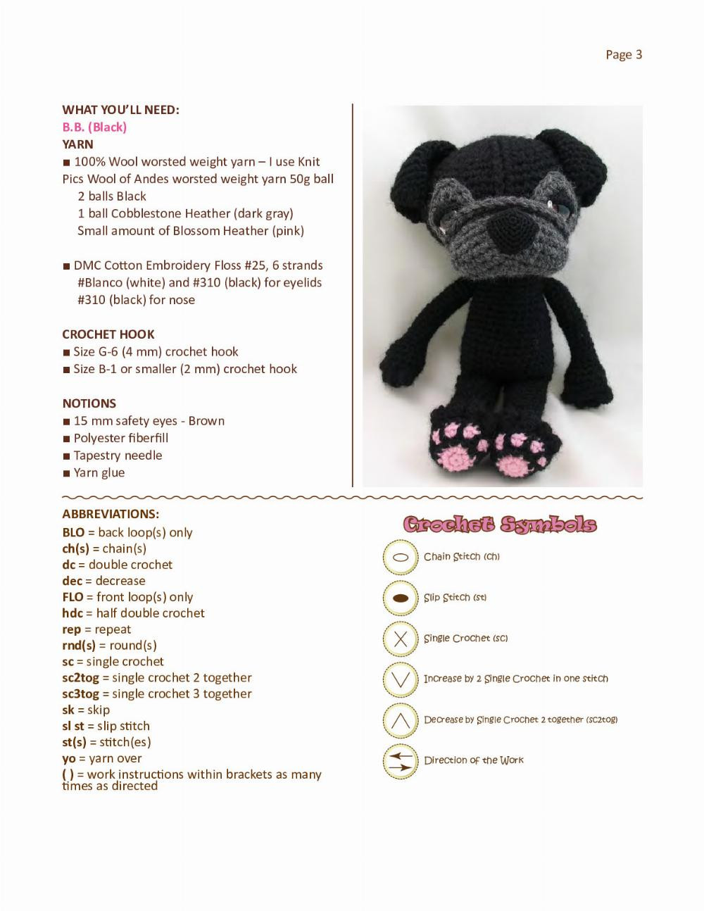 the sleepy eye dog pug crochet pattern