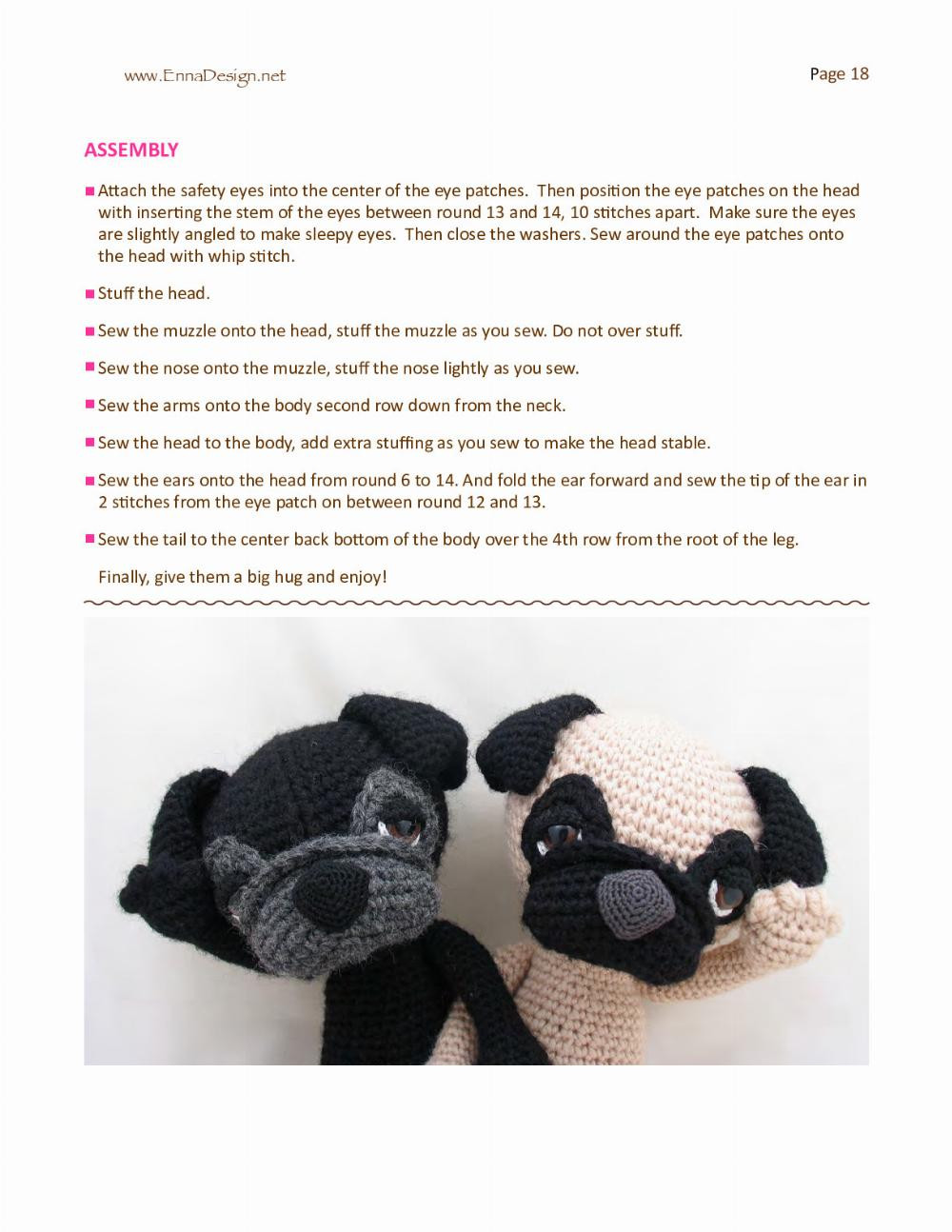 the sleepy eye dog pug crochet pattern