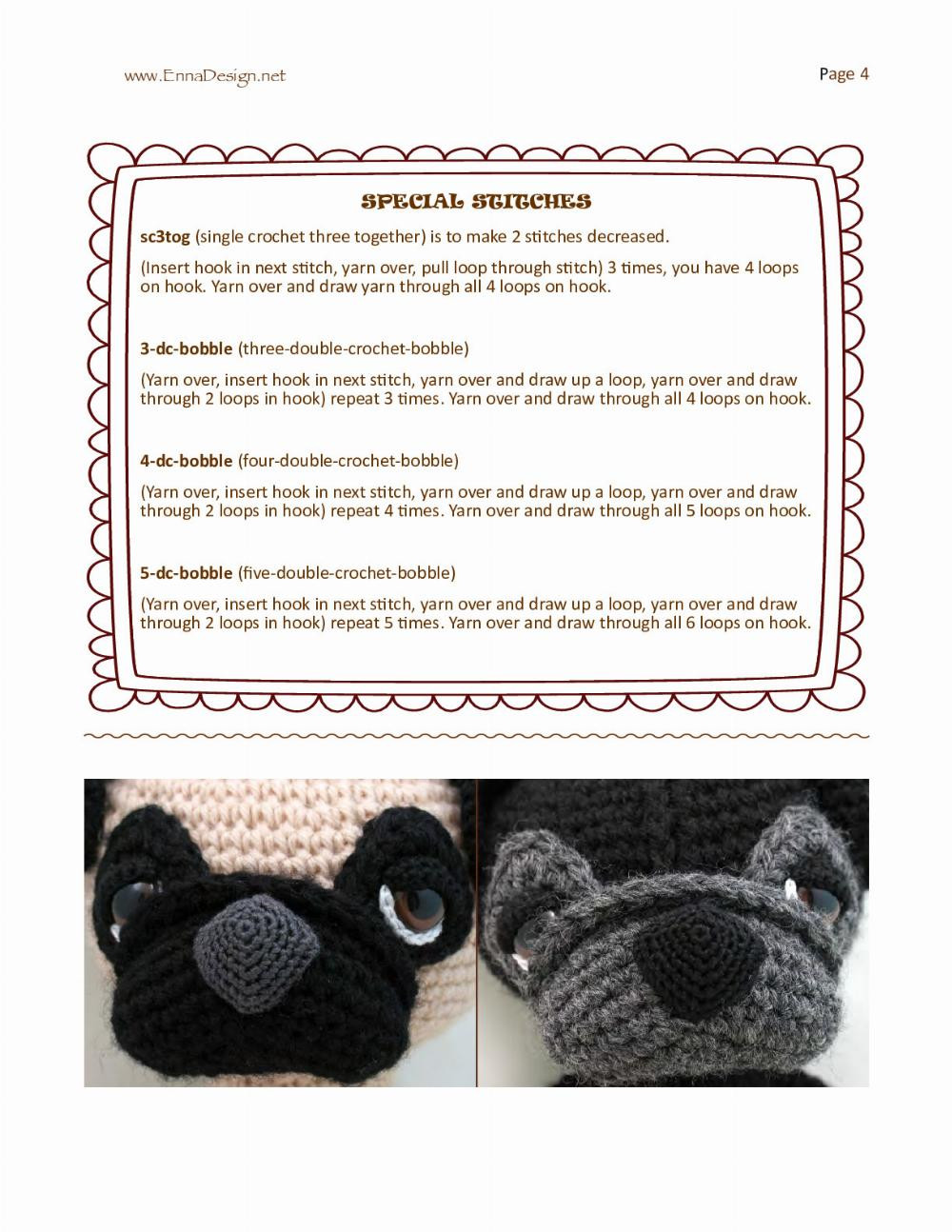 the sleepy eye dog pug crochet pattern