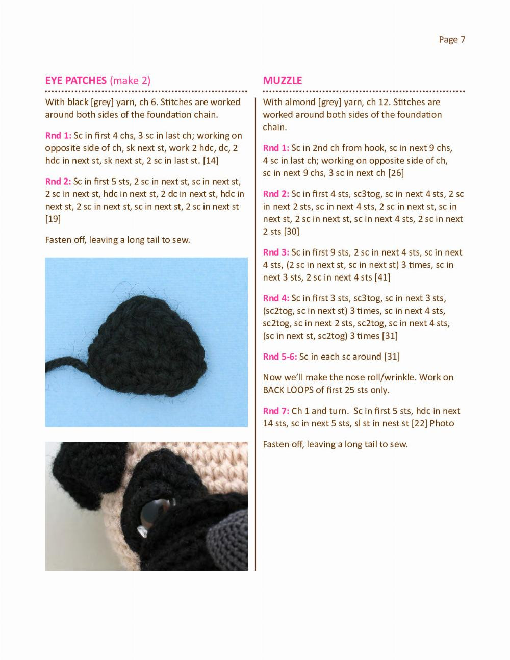 the sleepy eye dog pug crochet pattern