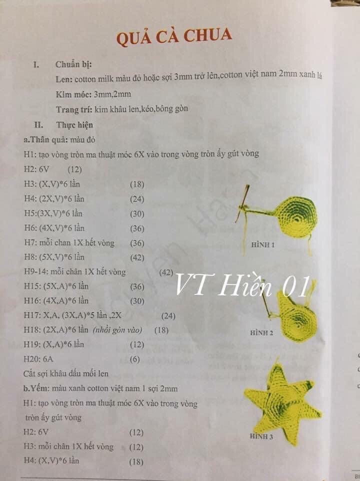 Tổng hợp chart móc hoa quả: quả cà chua, hành lá, quả ớt đà lạt, quả bí đỏ, bắp ngô, củ dền, nấm