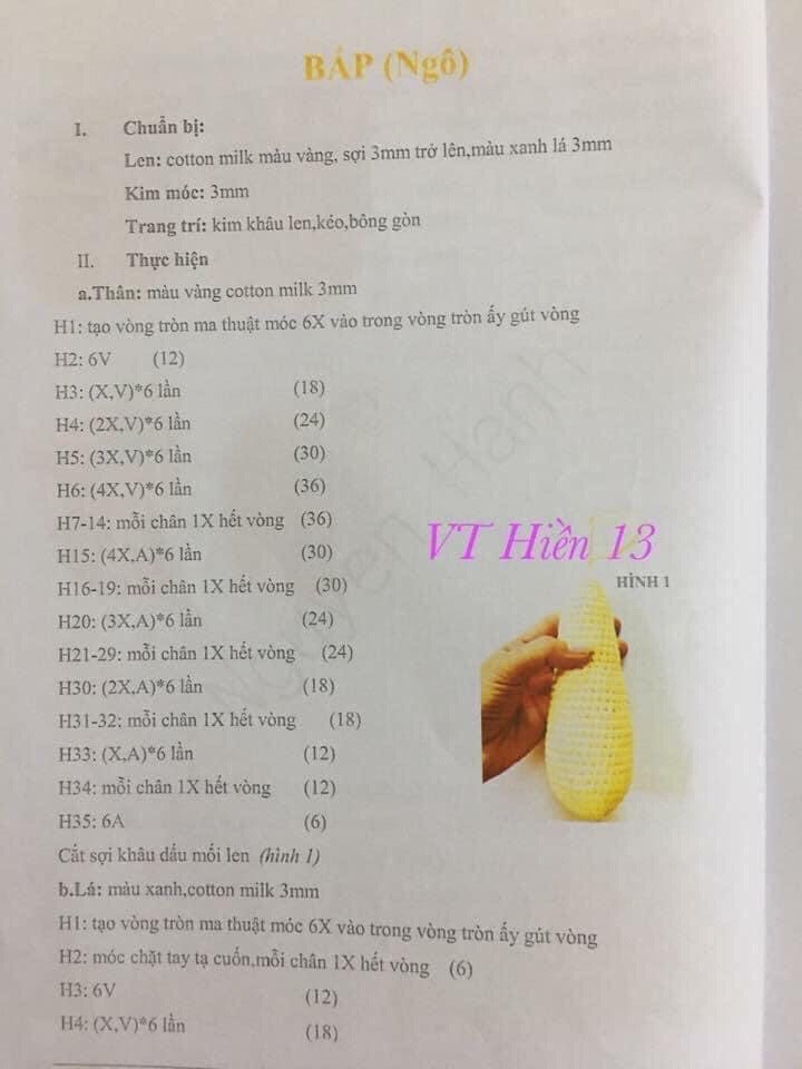 Tổng hợp chart móc hoa quả: quả cà chua, hành lá, quả ớt đà lạt, quả bí đỏ, bắp ngô, củ dền, nấm