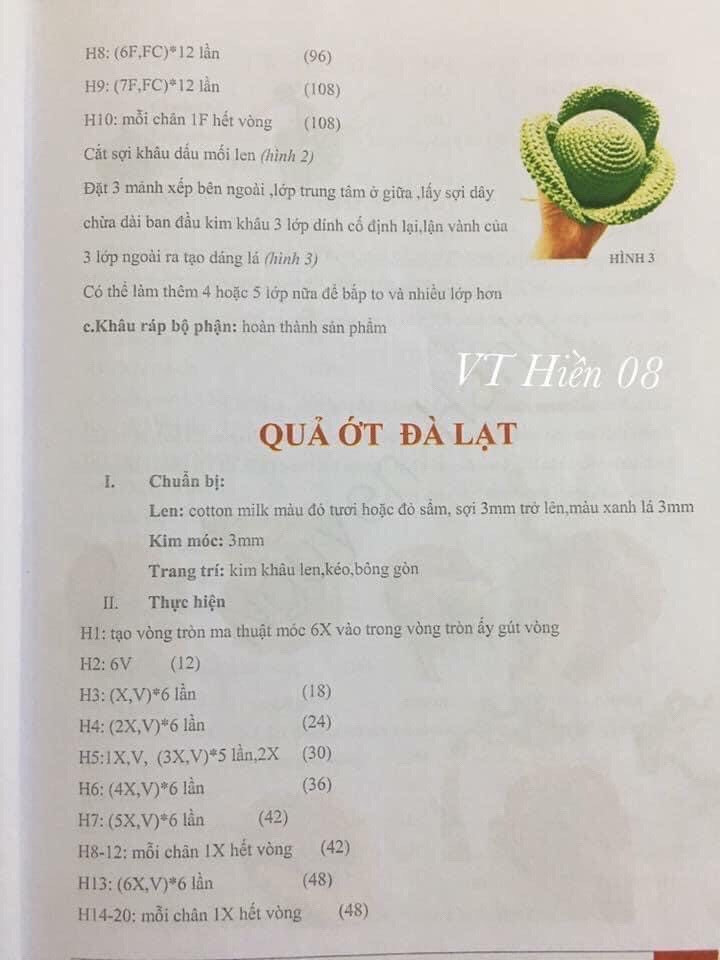 Tổng hợp chart móc hoa quả: quả cà chua, hành lá, quả ớt đà lạt, quả bí đỏ, bắp ngô, củ dền, nấm